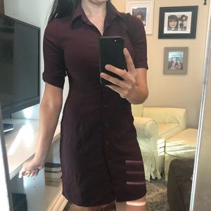 collared button down career dress